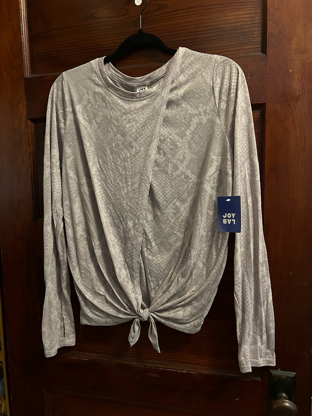 JoyLab Women’s Snake Print Tie-Front Long Sleeve Top – Size Medium – NWT